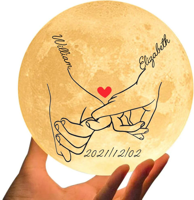 Custom Personalized Couple Hands Moon Lamp - Gift for Couple/ Husband and Wife