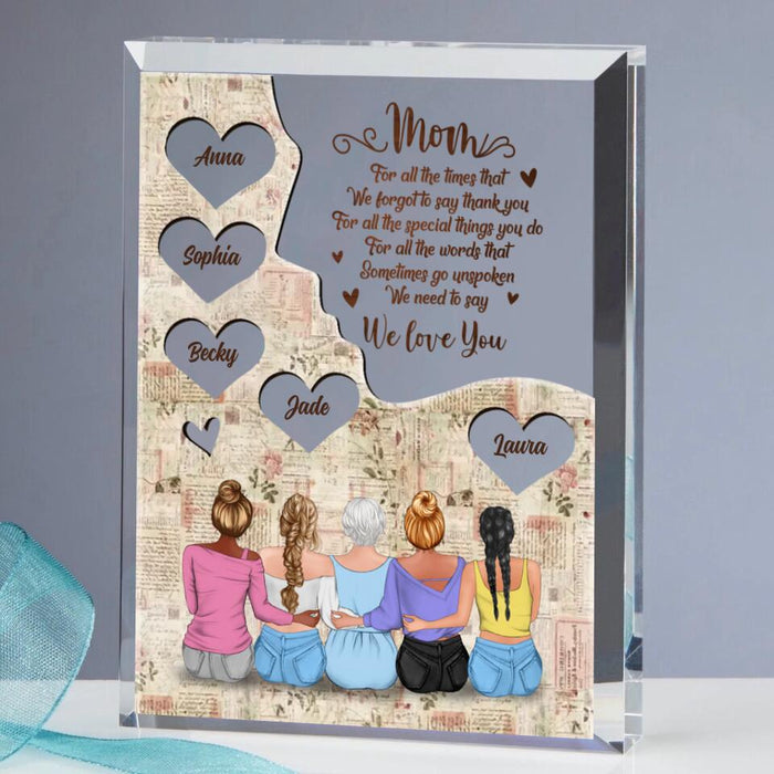 Custom Personalized Mother And Daughter Rectangle Acrylic Plaque - Mother's Day Gift From Daughters - Upto 4 Daughters - Thank You Gift For Mother From Daughter - We Love You