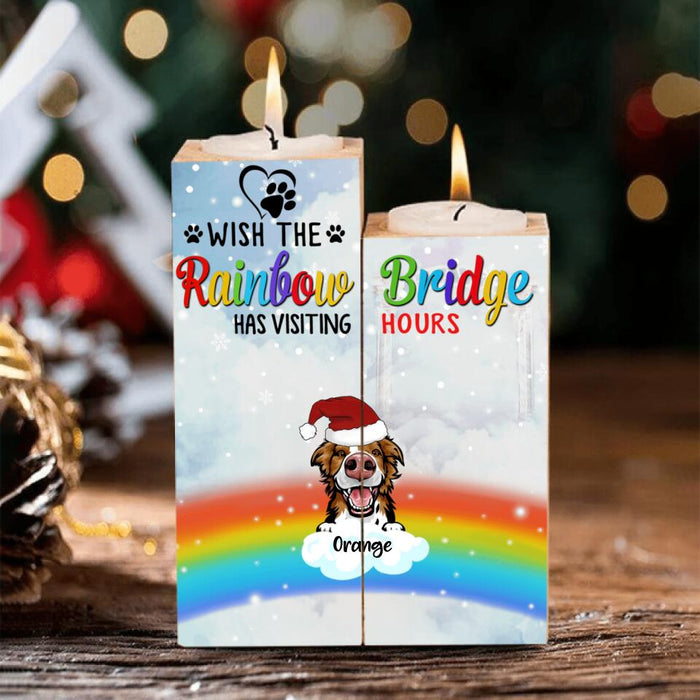Custom Personalized Memorial Pets At Rainbow Bridge Candle Holder - Upto 5 Pets - Memorial Gift For Dog Lovers/Cat Lovers - You Were My Favorite Hello And My Hardest Goodbye