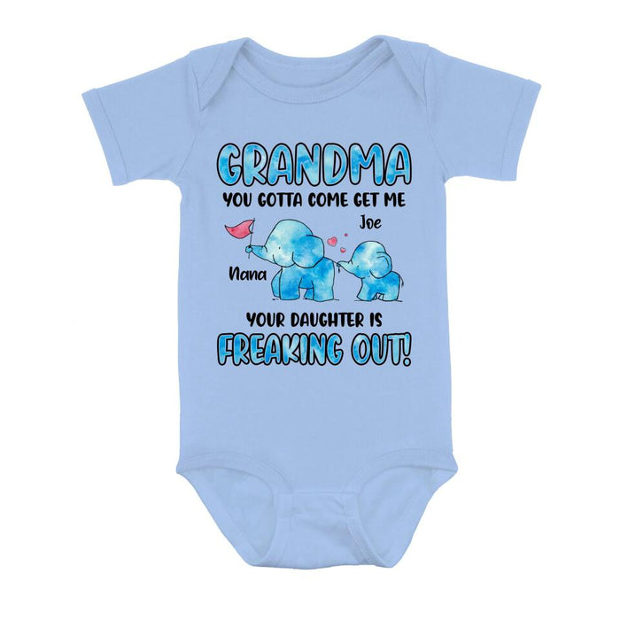 Custom Personalized Mother's Day Baby Onesie - Gift Idea For Mother's Day/Baby - Grandma You Gotta Come Get Me