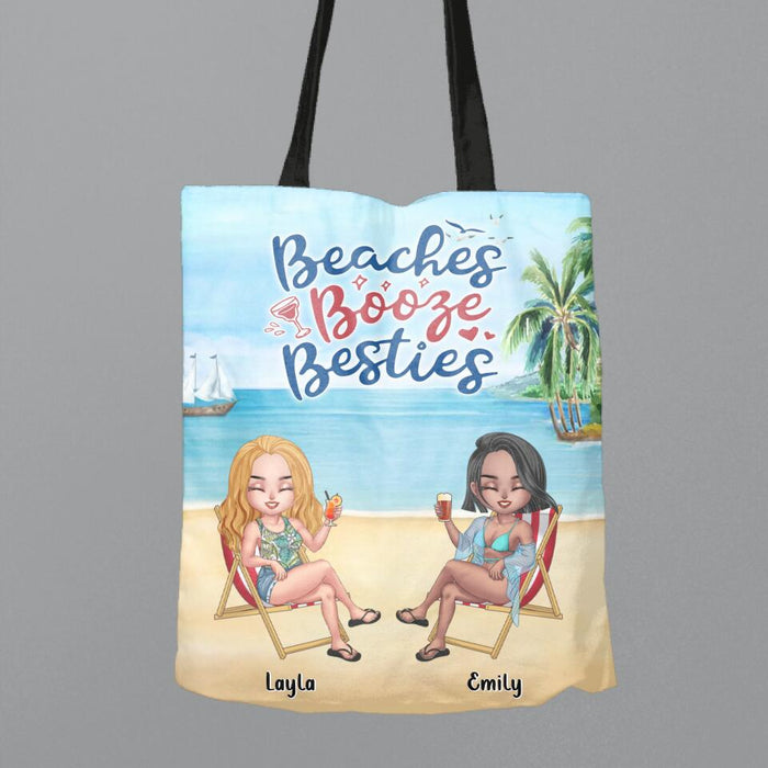 Custom Personalized Besties Canvas Bag - Upto 4 People - Gift Idea For Besties/Friends - Beaches Booze Besties