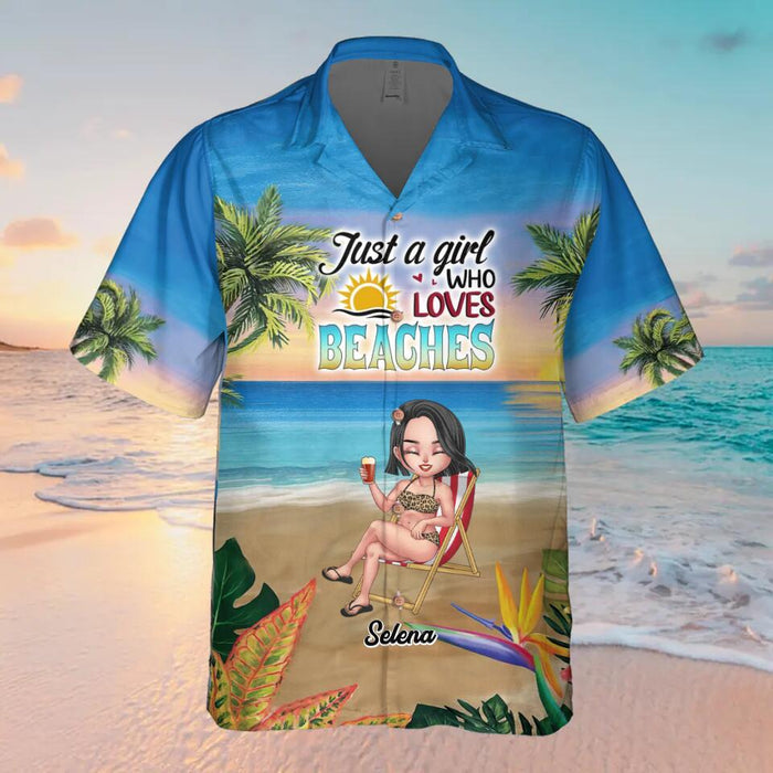 Custom Personalized Beach Girl Hawaiian Shirt - Gift For Beach Girls/Beach Lovers - Just A Girl Who Loves Beaches