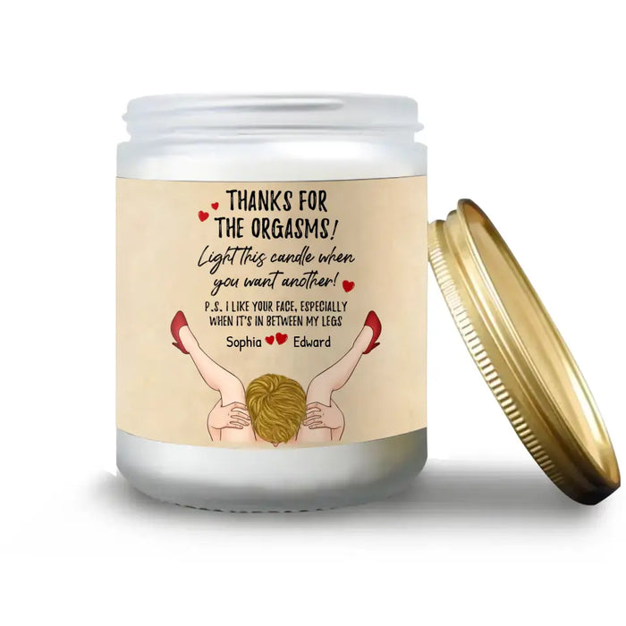 Custom Personalized Couple Candle - Gift Idea For Couple - Gift For Him - Thanks For The Orgasms! Light This Candle When You Want Another!