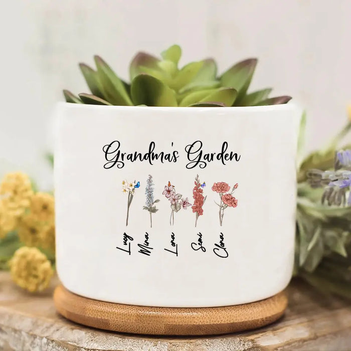 Personalized Grandma Garden Plan Pot - Gift Idea For Grandma - Up to 5 Flowers - Grandma's Garden