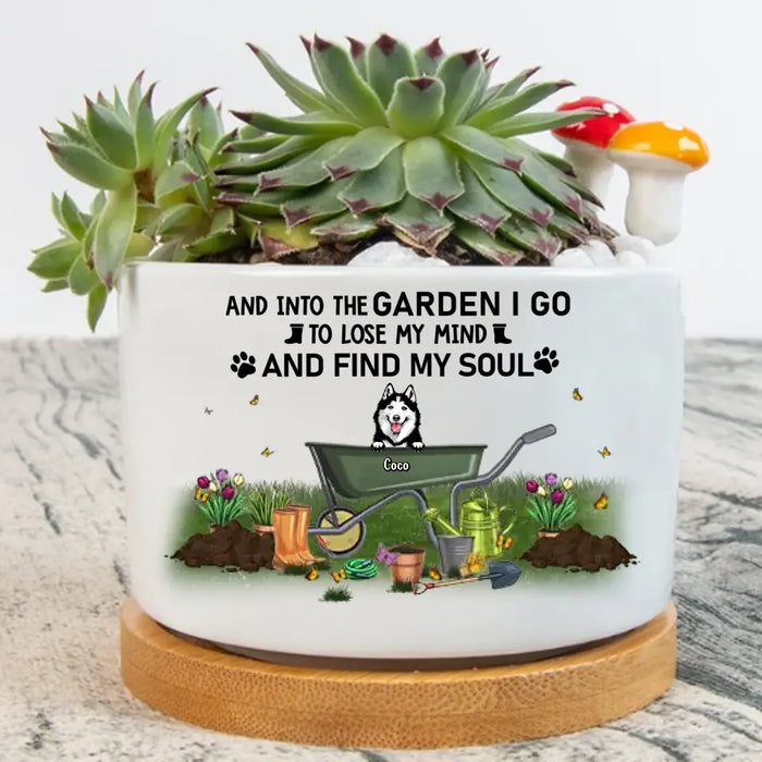 Custom Personalized Dog Cat Plant Pot - Gift Idea For Dog/ Cat/ Garden Lover - Upto 4 Pets - And Into The Garden I Go To Lose My Mind And Find My Soul