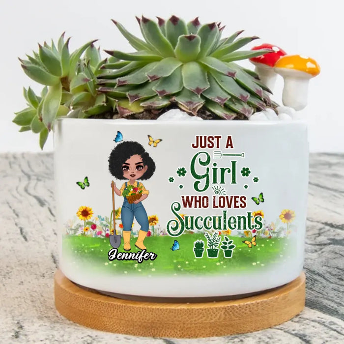 Customer Personalized Plantaholic Plan Pot - Gift for Gardeners, Gardening Lover - Just A Girl Who Loves Succulents