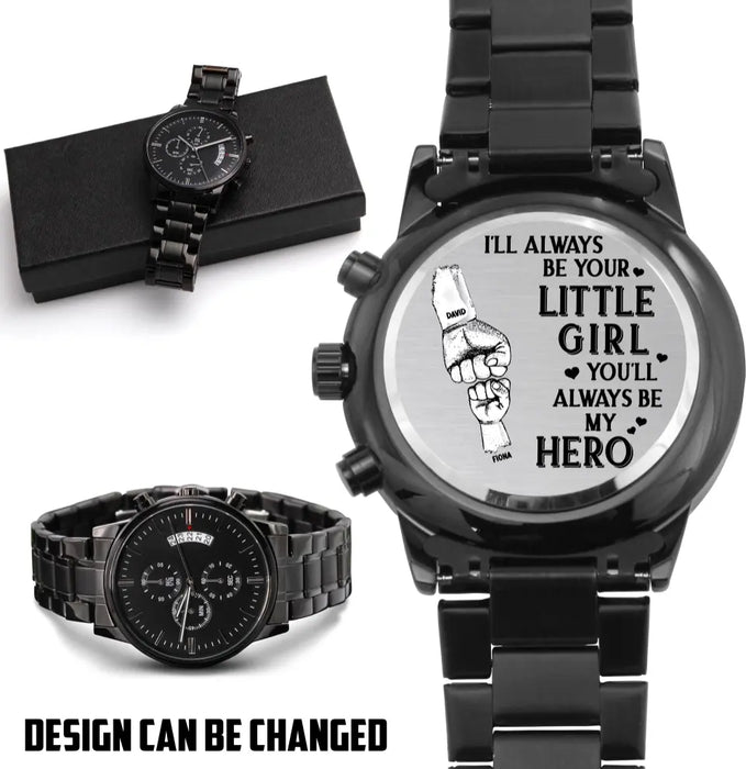 Custom Personalized Father's Day Black Chronograph Watch - Father's Day Gift Idea - Behind Every Great Child Is A Truly Amazing Dad