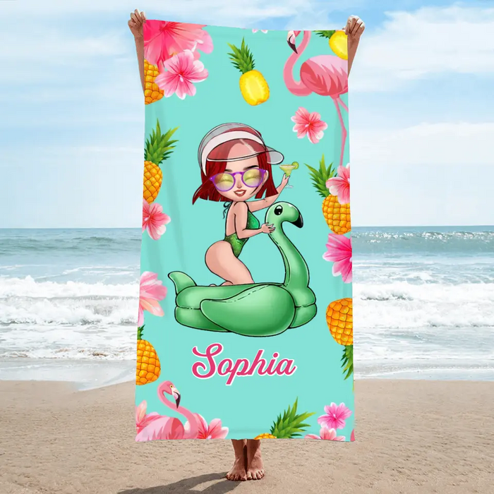 Custom Personalized Girl Beach Towel - Gift Idea For Beach Lovers/Beach Girl