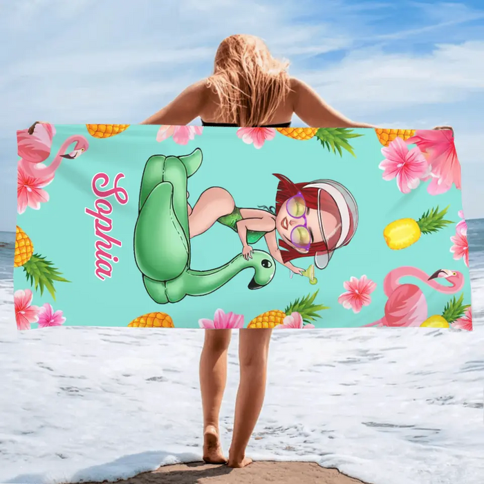 Custom Personalized Girl Beach Towel - Gift Idea For Beach Lovers/Beach Girl