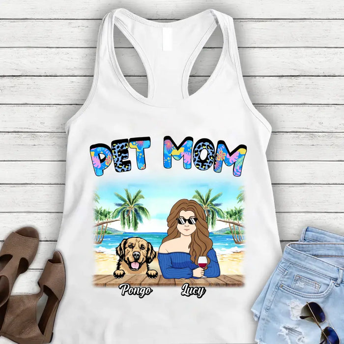 Custom Personalized Pet Mom Tank Top - Upto 6 Dogs/Cats - Gift Idea for Dog/Cat Lovers - Pet Mom