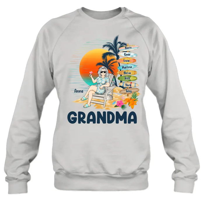 Custom Personalized Nana's Life Summer Shirt/Hoodie - Gift Idea for Grandma/ Grandpa - Custom Title Name - Upto 8 Kids