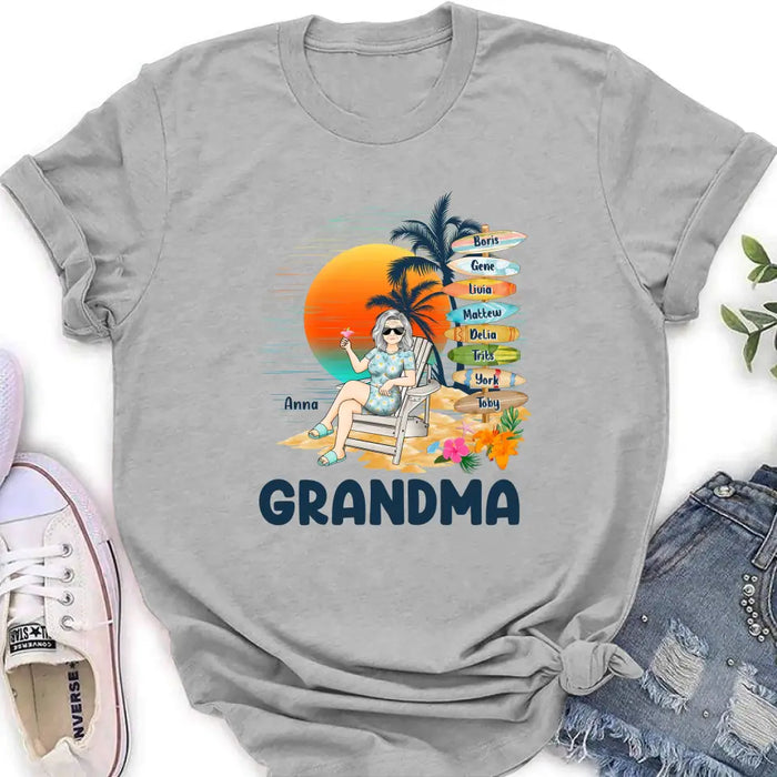 Custom Personalized Nana's Life Summer Shirt/Hoodie - Gift Idea for Grandma/ Grandpa - Custom Title Name - Upto 8 Kids