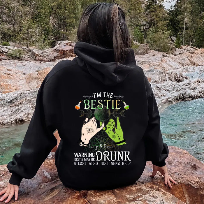 Custom Personalized Witch Besties Pullover Hoodie Back - Gift Idea For Halloween/Witch Lovers/Besties - I'm The Bestie