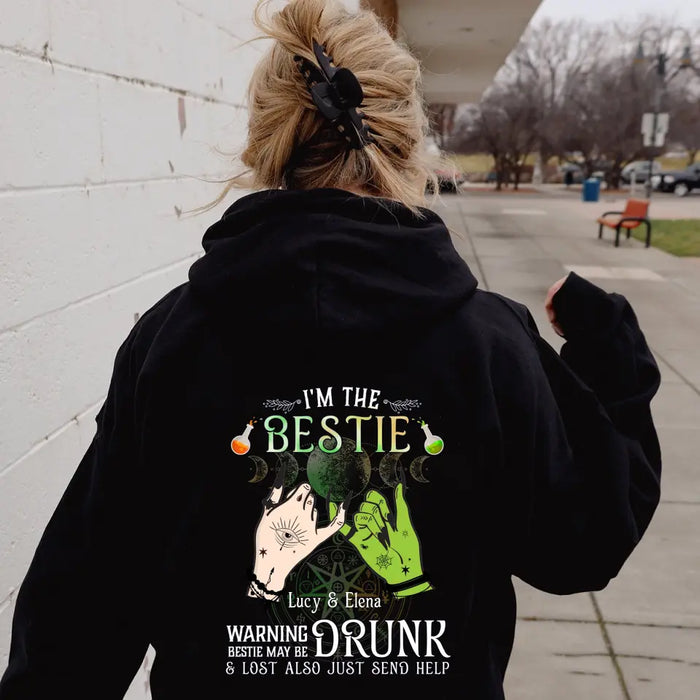 Custom Personalized Witch Besties Pullover Hoodie Back - Gift Idea For Halloween/Witch Lovers/Besties - I'm The Bestie