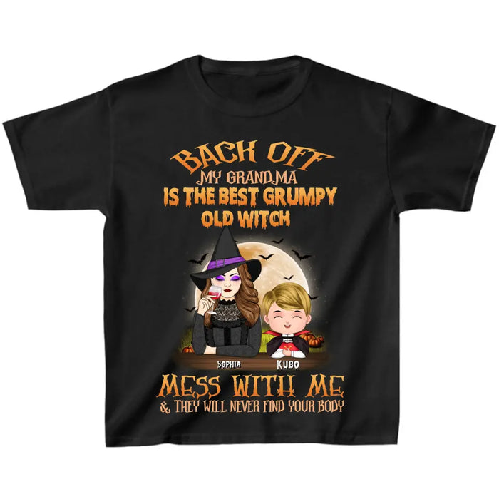 Custom Personalized Halloween Kid T-Shirt - Halloween Gift Idea from Grandma - Back Off My Grandma Is The Best Grumpy Old Witch