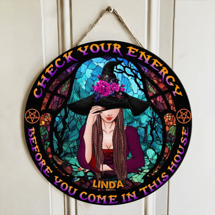 Check ya energy suncatcher wooden sign