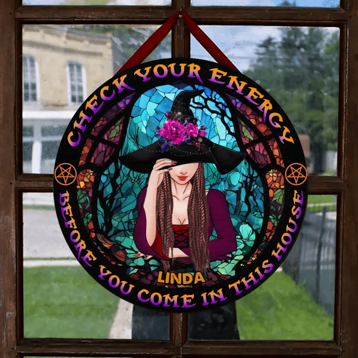 Check ya energy suncatcher wooden sign