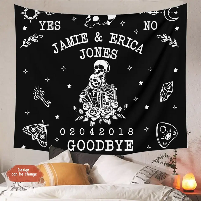 Personalized Couple Ouija Board Tapestry - Memorial Gift Idea For Halloween - Goodbye