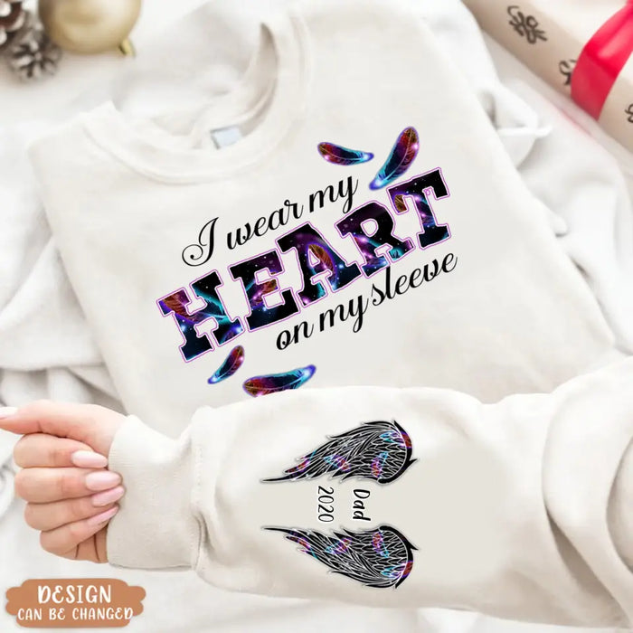 Custom Personalized Memorial AOP Sweater - Upto 5 People - Memorial Gift Idea for Loss of Family Members - I Wear My Heart On My Sleeve