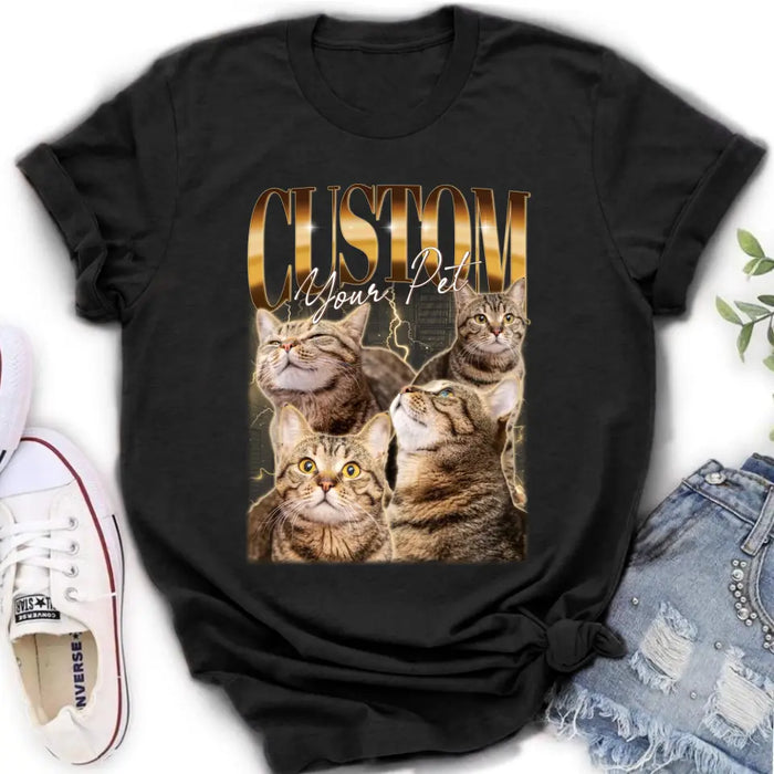 Custom Personalized Retro Vintage Hiphop Wear Custom Pet Photo T-shirt - Gift Idea For Pet Lover