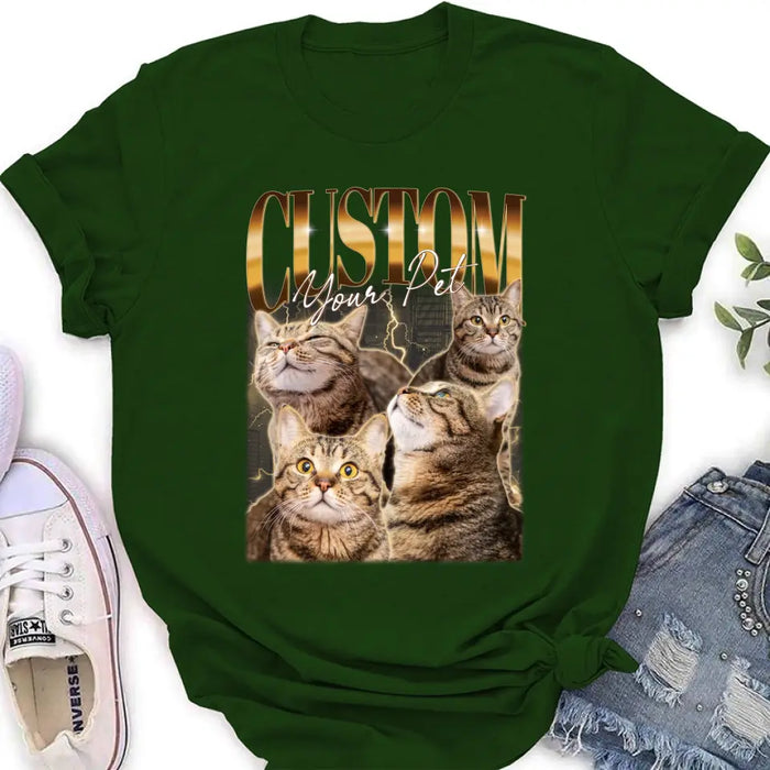 Custom Personalized Retro Vintage Hiphop Wear Custom Pet Photo T-shirt - Gift Idea For Pet Lover
