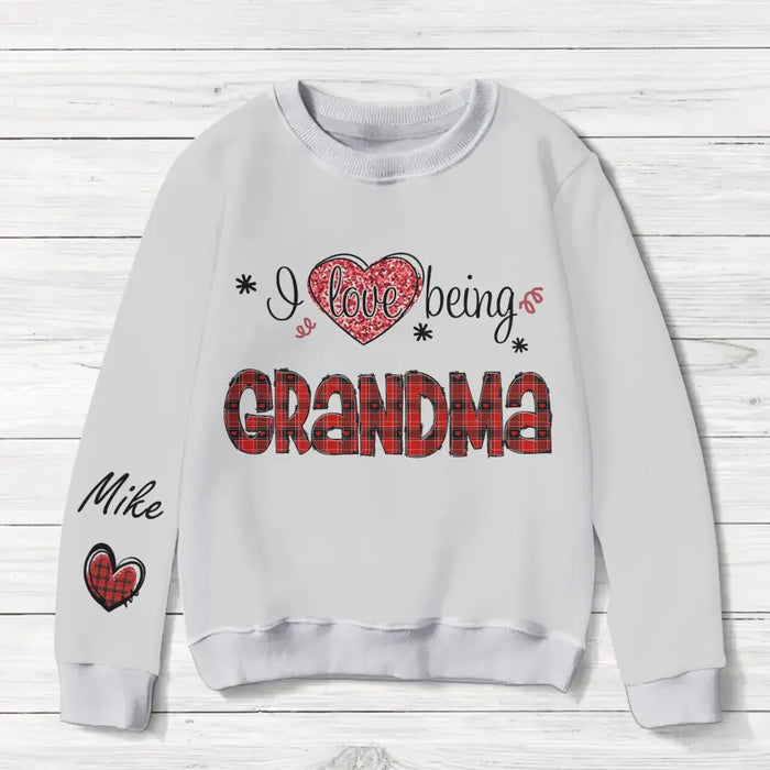 Custom Personalized Grandma AOP Sweater - Upto 10 Children - Christmas Gift Idea for Grandma - I Love Being Grandma