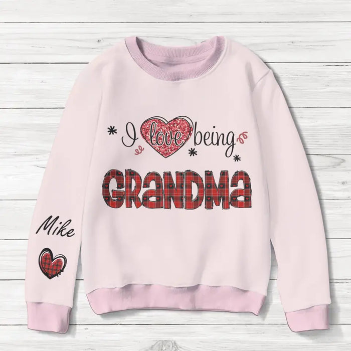 Custom Personalized Grandma AOP Sweater - Upto 10 Children - Christmas Gift Idea for Grandma - I Love Being Grandma