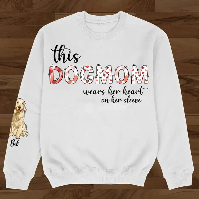 Custom Personalized Dog Mom AOP Sweater - Upto 3 Dogs - Gift Idea for Dog Lovers - This Dog Mom Wears Her Heart On Her Sleeve